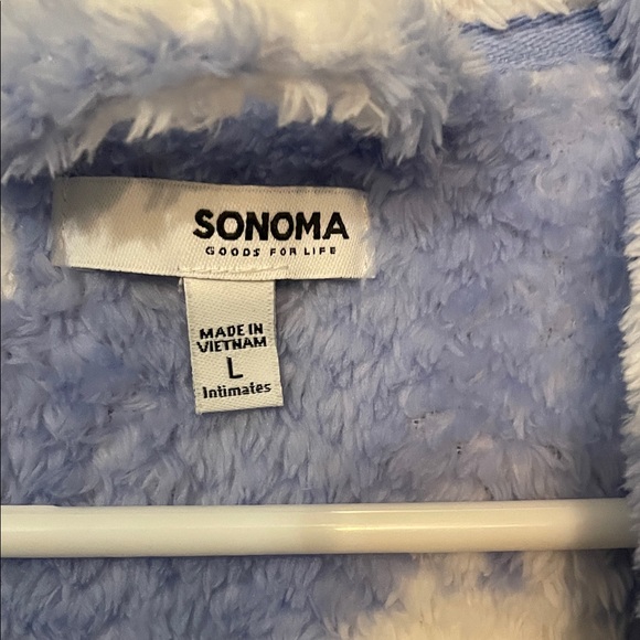 Sonoma Blue and White Plush Robe - Picture 2 of 3